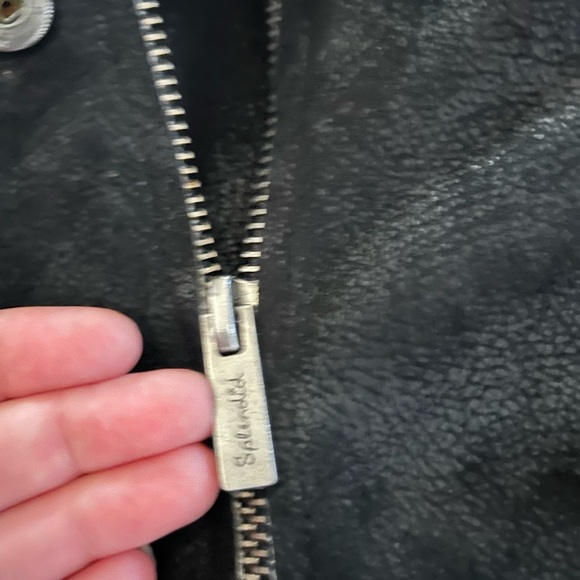 Splendid Sz S Black Bonded French Terry Faux Leather Moto Jacket Biker - Picture 7 of 11